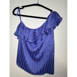 White House Black Market one shoulder Flounce Sleeveless Top SZ M Color Purple